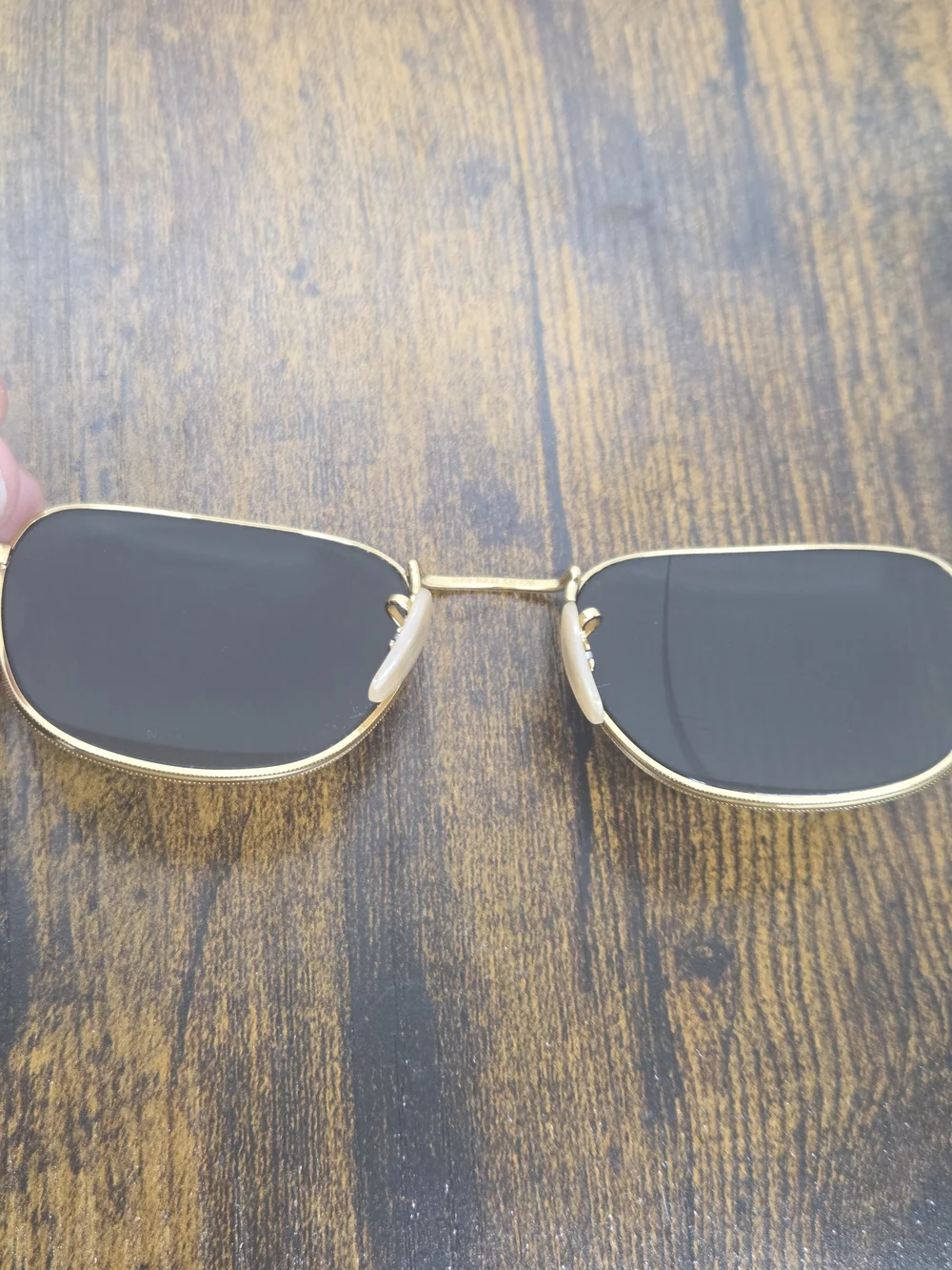 Ray-Ban Gold Frame Sunglasses Dark Lenses Frank (RB3857)